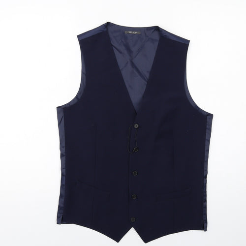 Marks and Spencer Mens Blue Wool Jacket Suit Waistcoat Size 38 Regular