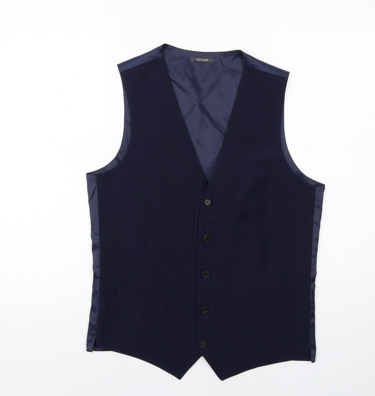 Marks and Spencer Mens Blue Wool Jacket Suit Waistcoat Size 38 Regular