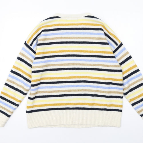 Marks and Spencer Womens Multicoloured Round Neck Striped Polyester Pullover Jumper Size M