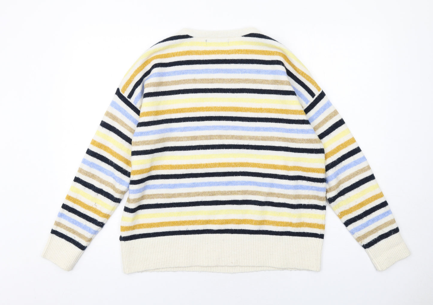 Marks and Spencer Womens Multicoloured Round Neck Striped Polyester Pullover Jumper Size M