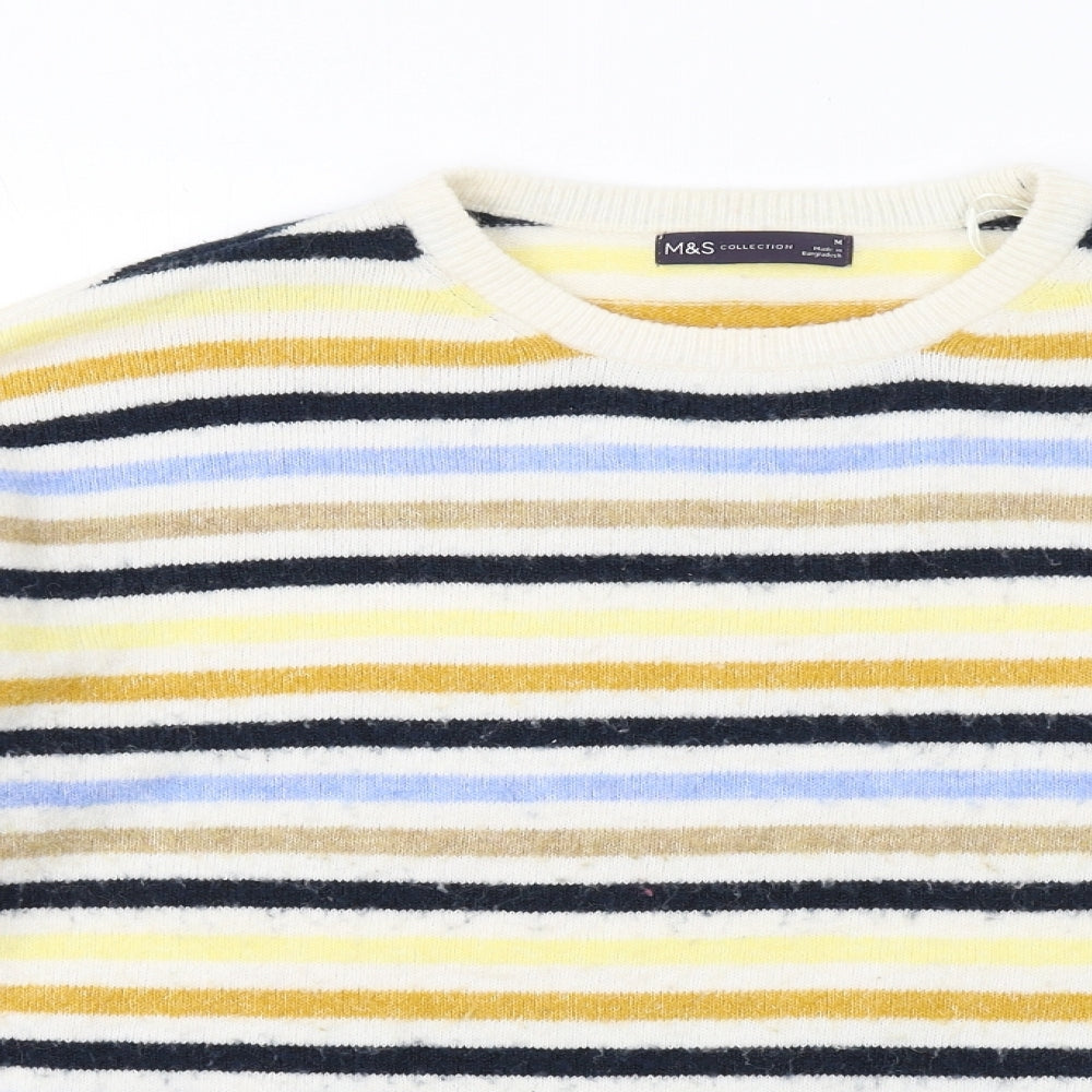 Marks and Spencer Womens Multicoloured Round Neck Striped Polyester Pullover Jumper Size M