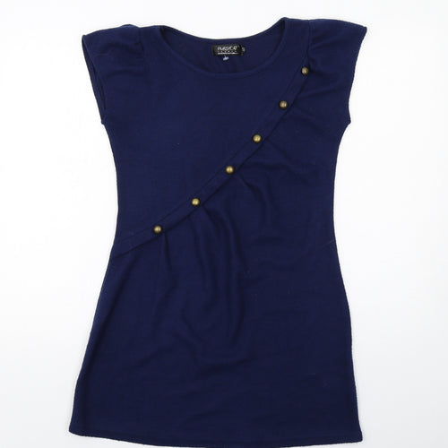 Pussycat London Womens Blue Acrylic A-Line Size 12 Round Neck Pullover
