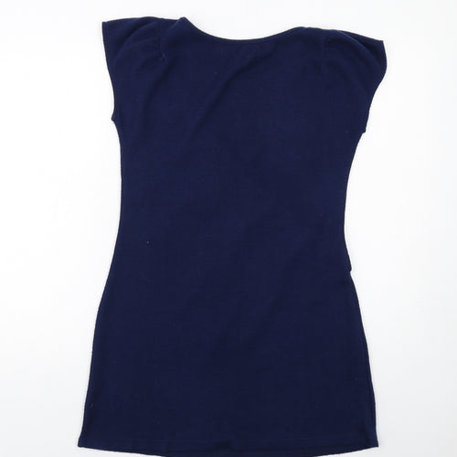 Pussycat London Womens Blue Acrylic A-Line Size 12 Round Neck Pullover