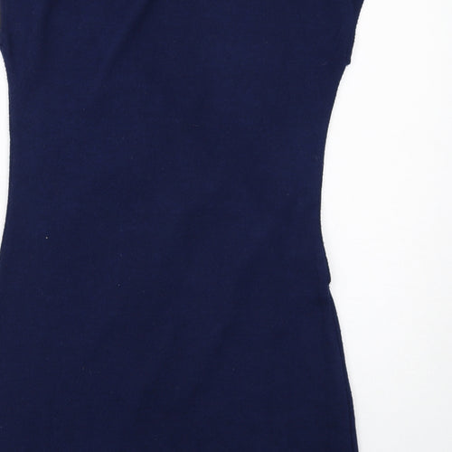 Pussycat London Womens Blue Acrylic A-Line Size 12 Round Neck Pullover