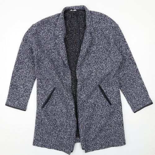 Marks and Spencer Womens Blue Geometric Overcoat Coat Size 12