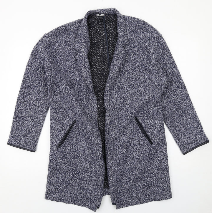 Marks and Spencer Womens Blue Geometric Overcoat Coat Size 12