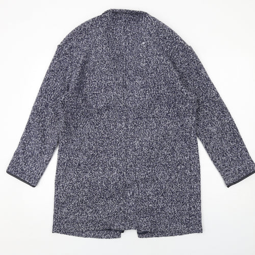 Marks and Spencer Womens Blue Geometric Overcoat Coat Size 12