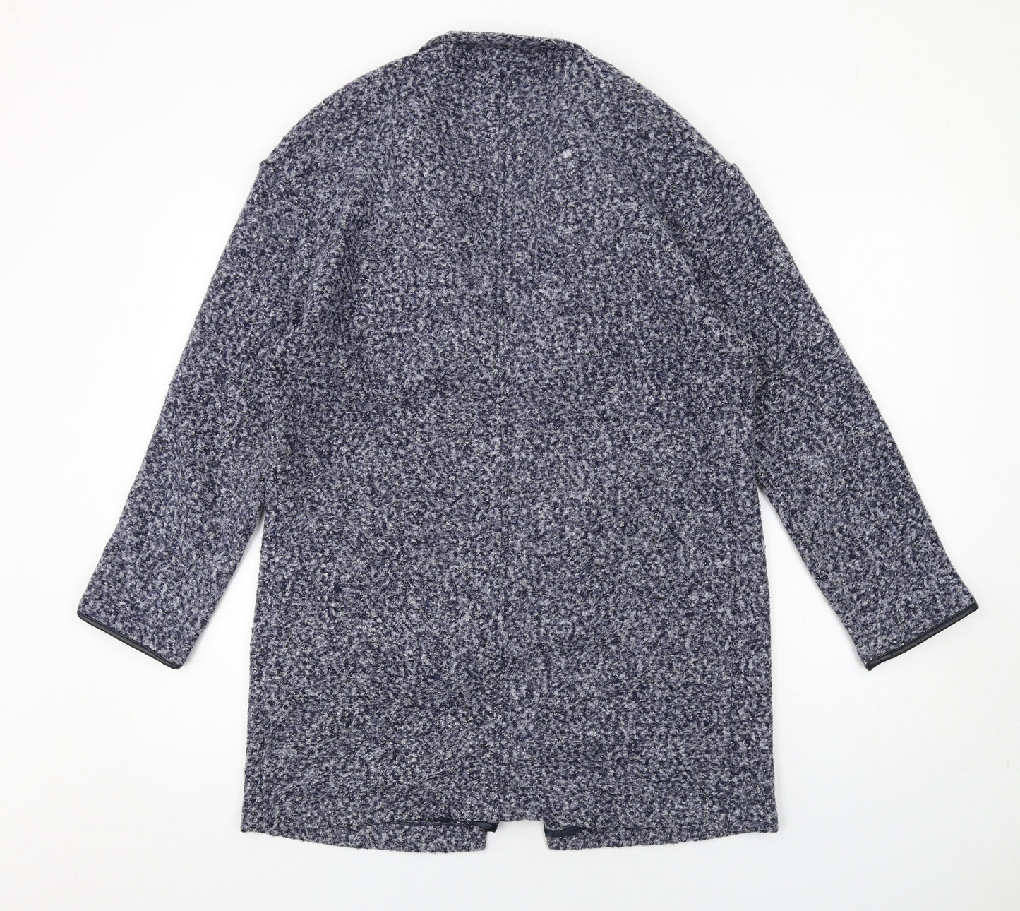 Marks and Spencer Womens Blue Geometric Overcoat Coat Size 12