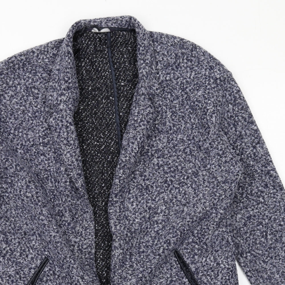 Marks and Spencer Womens Blue Geometric Overcoat Coat Size 12