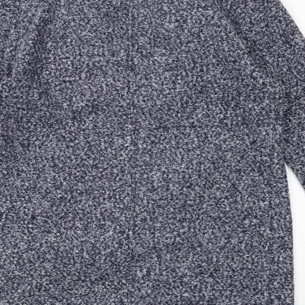 Marks and Spencer Womens Blue Geometric Overcoat Coat Size 12