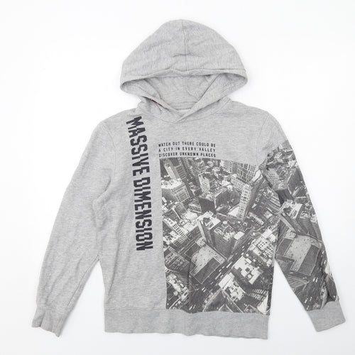 TOM TAILOR Boys Grey Cotton Pullover Hoodie Size L Pullover - City