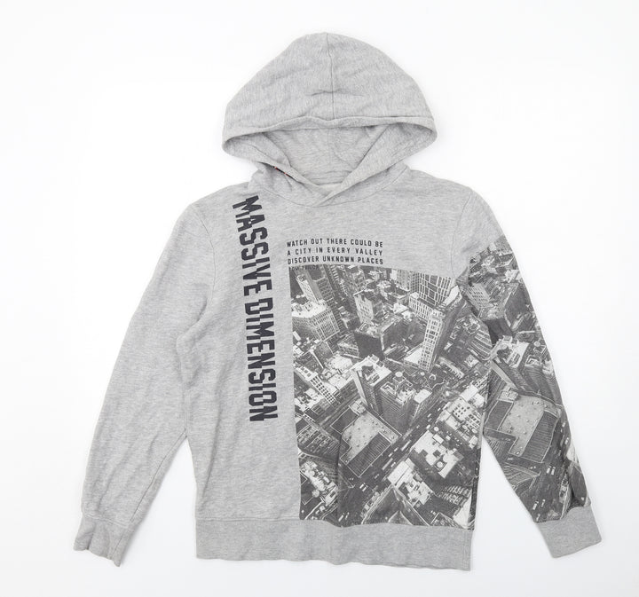 TOM TAILOR Boys Grey Cotton Pullover Hoodie Size L Pullover - City