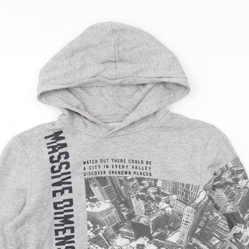 TOM TAILOR Boys Grey Cotton Pullover Hoodie Size L Pullover - City