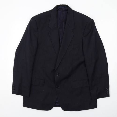 Scott & Taylor Mens Blue Striped Polyester Jacket Suit Jacket Size 42 Regular