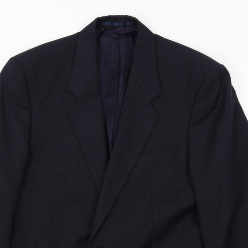 Scott & Taylor Mens Blue Striped Polyester Jacket Suit Jacket Size 42 Regular