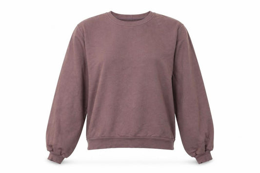 Front view of ASOS women’s purple cotton pullover sweatshirt, size UK 6, pullover