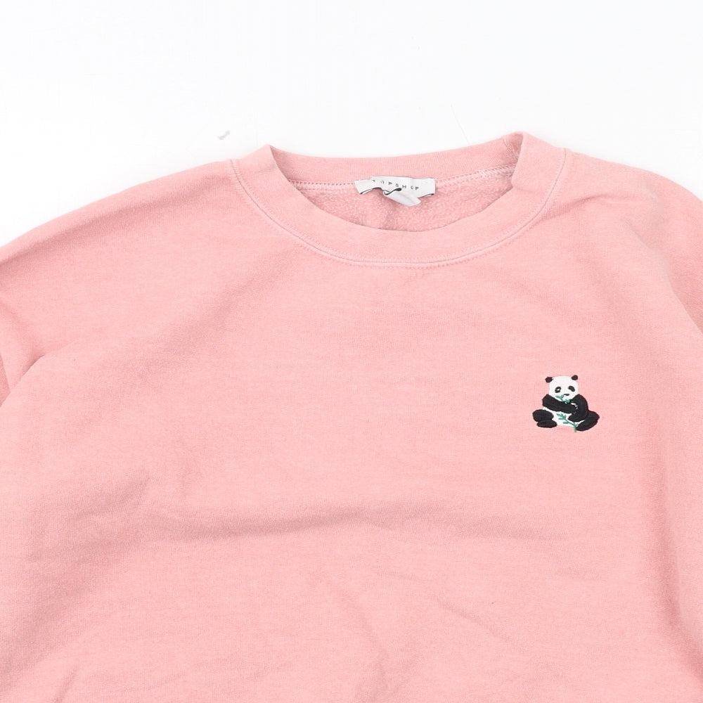 Topshop Womens Pink Cotton Pullover Sweatshirt Size M Pullover - Panda detail