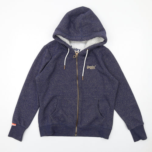 Superdry Womens Blue Cotton Full Zip Hoodie Size 16 Zip