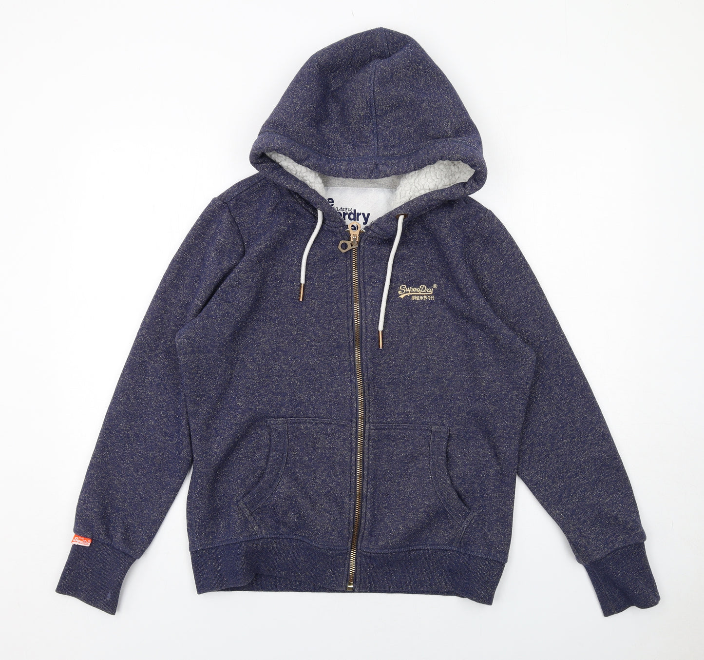 Superdry Womens Blue Cotton Full Zip Hoodie Size 16 Zip