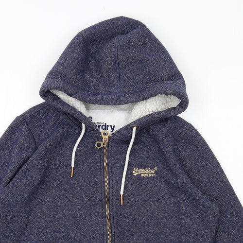 Superdry Womens Blue Cotton Full Zip Hoodie Size 16 Zip
