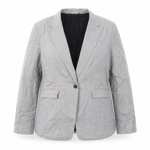 AUBIN & WILLS Womens Grey Pinstripe Cotton Jacket Suit Jacket Size 16