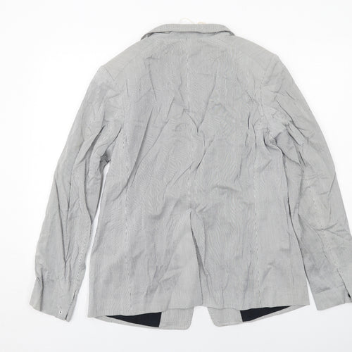 AUBIN & WILLS Womens Grey Pinstripe Cotton Jacket Suit Jacket Size 16