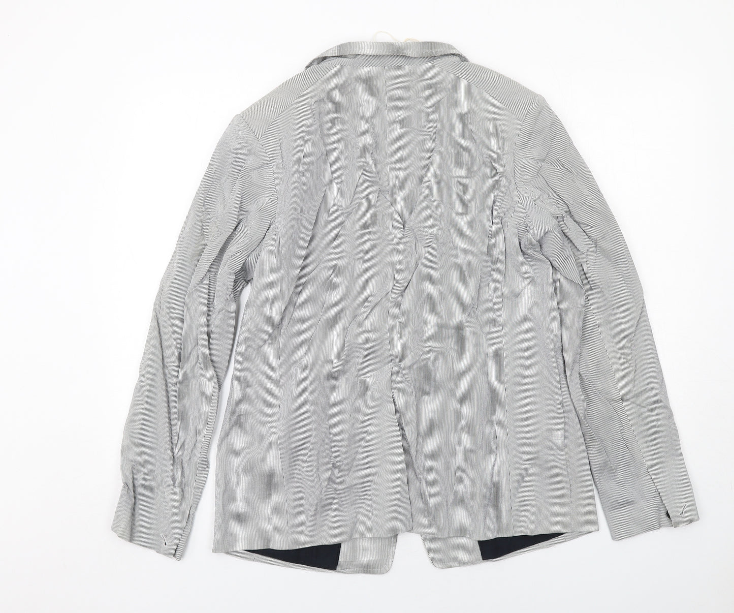 AUBIN & WILLS Womens Grey Pinstripe Cotton Jacket Suit Jacket Size 16