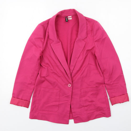 H&M Womens Pink Jacket Blazer Size 6 Button