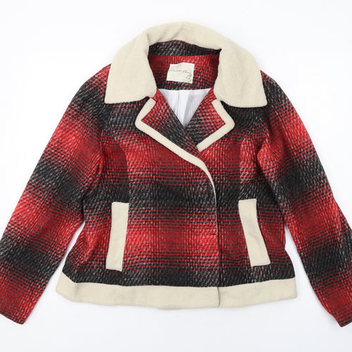 Blossom & Bloom Womens Red Geometric Jacket Size L Snap