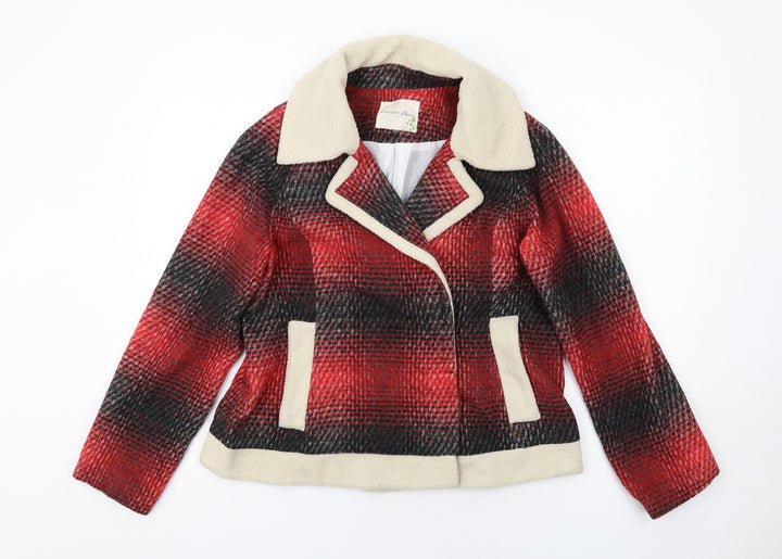 Blossom & Bloom Womens Red Geometric Jacket Size L Snap