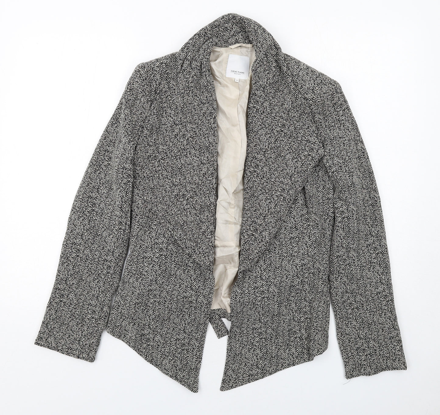 Great Plains Womens Black Geometric Jacket Blazer Size M