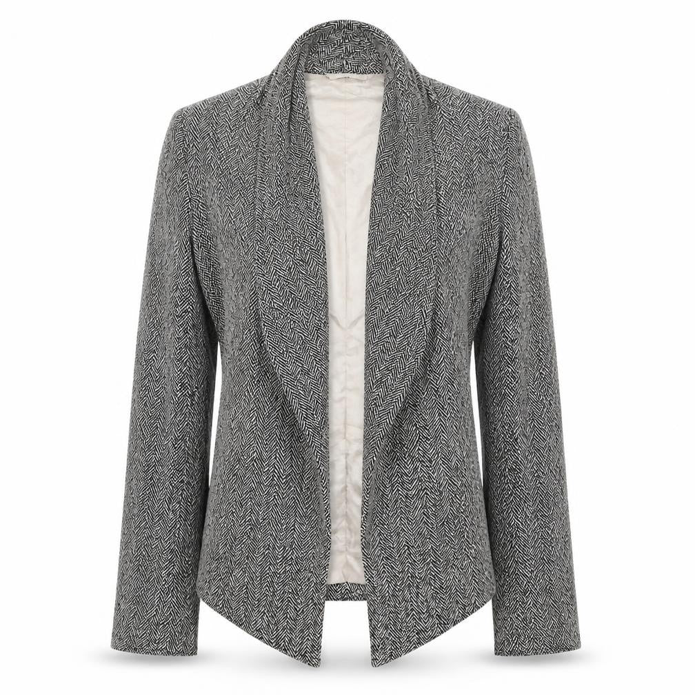 Front view of Great Plains women’s black geometric jacket blazer, size M