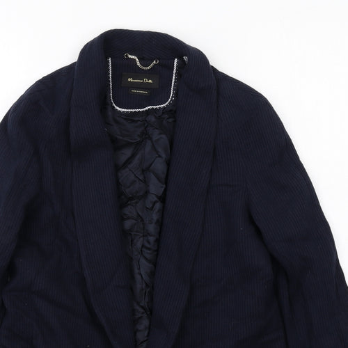 Massimo Dutti Womens Blue Pinstripe Viscose Jacket Suit Jacket Size 8 - Open Style
