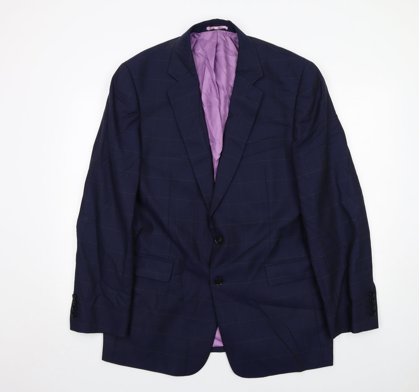 Charles Tyrwhitt Mens Blue Check Wool Jacket Suit Jacket Size 44 Regular