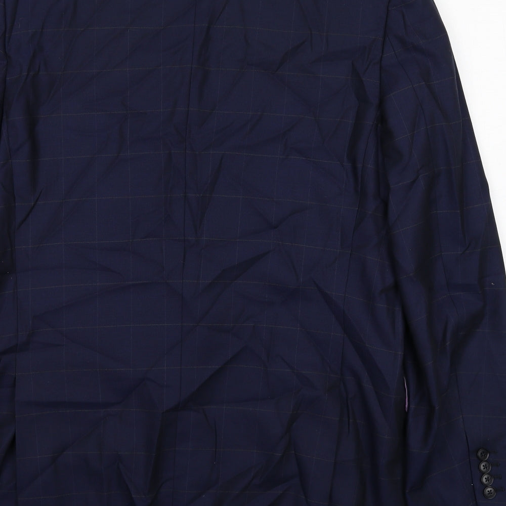 Charles Tyrwhitt Mens Blue Check Wool Jacket Suit Jacket Size 44 Regular