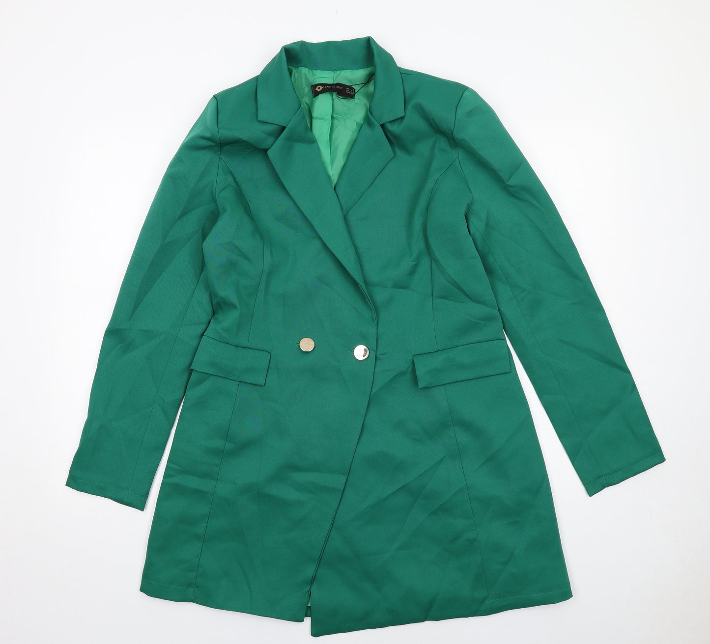 I SAW IT FIRST Womens Green Jacket Blazer Size 10 Button