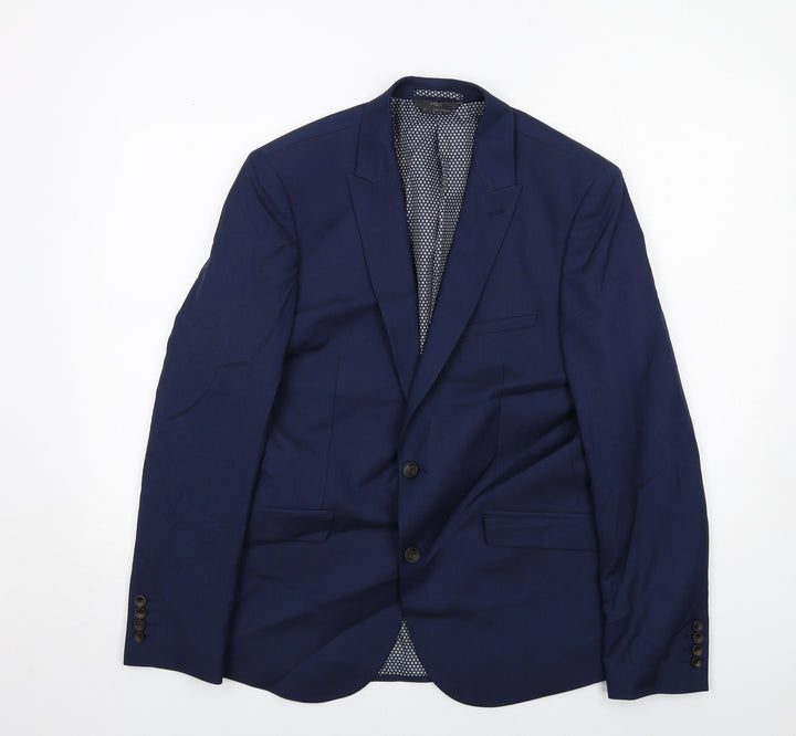Marks and Spencer Mens Blue Polyester Jacket Suit Jacket Size 40 Regular