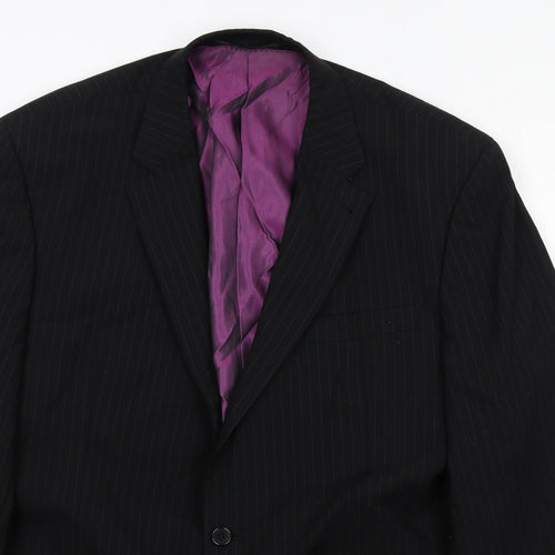 Skopes Mens Black Striped Wool Jacket Suit Jacket Size 46 Regular