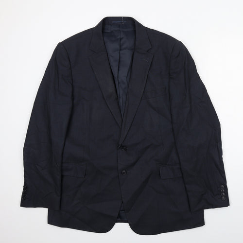 Jaeger Mens Blue Wool Jacket Suit Jacket Size 46 Regular