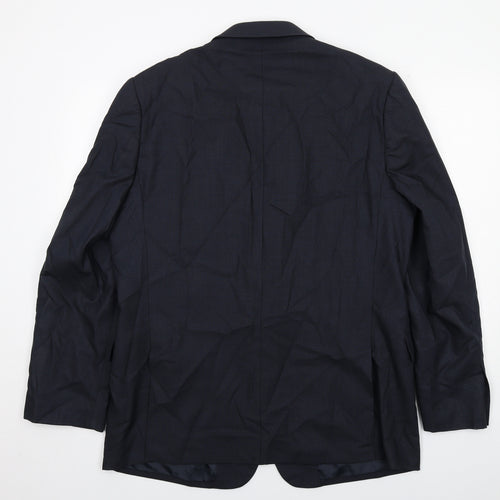 Jaeger Mens Blue Wool Jacket Suit Jacket Size 46 Regular