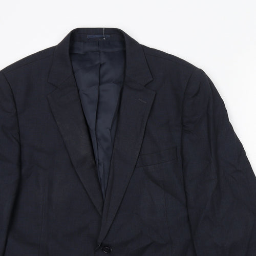 Jaeger Mens Blue Wool Jacket Suit Jacket Size 46 Regular