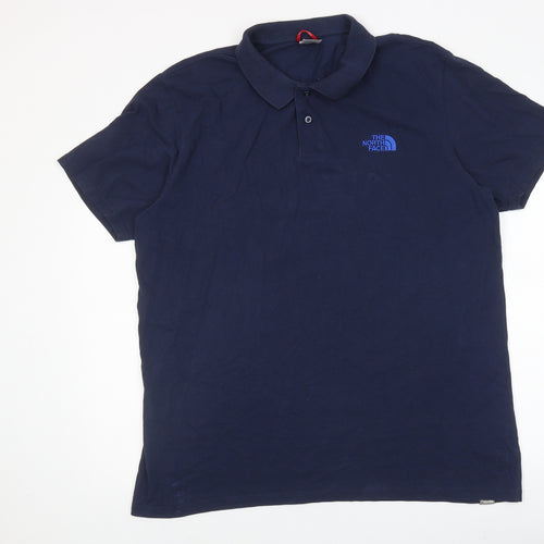 The North Face Mens Blue 100% Cotton Polo Size XL Collared Button