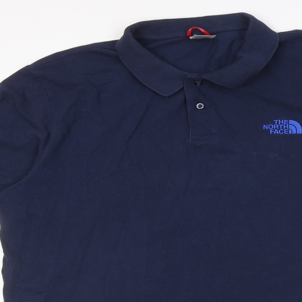 The North Face Mens Blue 100% Cotton Polo Size XL Collared Button