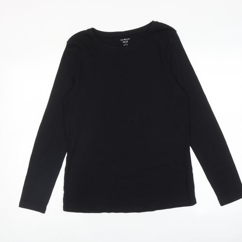 Marks and Spencer Womens Black 100% Cotton Basic T-Shirt Size 16 Round Neck