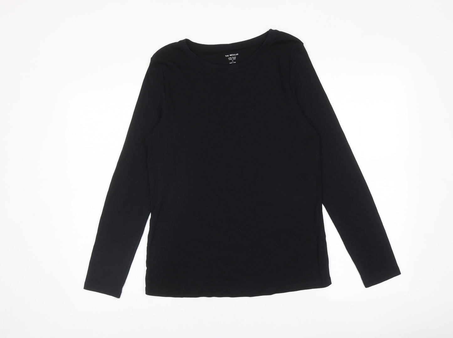 Marks and Spencer Womens Black 100% Cotton Basic T-Shirt Size 16 Round Neck