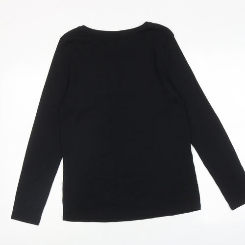 Marks and Spencer Womens Black 100% Cotton Basic T-Shirt Size 16 Round Neck
