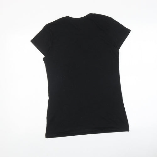 Counter Couture Womens Black Polyester Basic T-Shirt Size S Round Neck - Cats Print