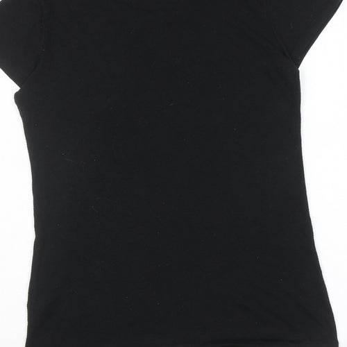 Counter Couture Womens Black Polyester Basic T-Shirt Size S Round Neck - Cats Print