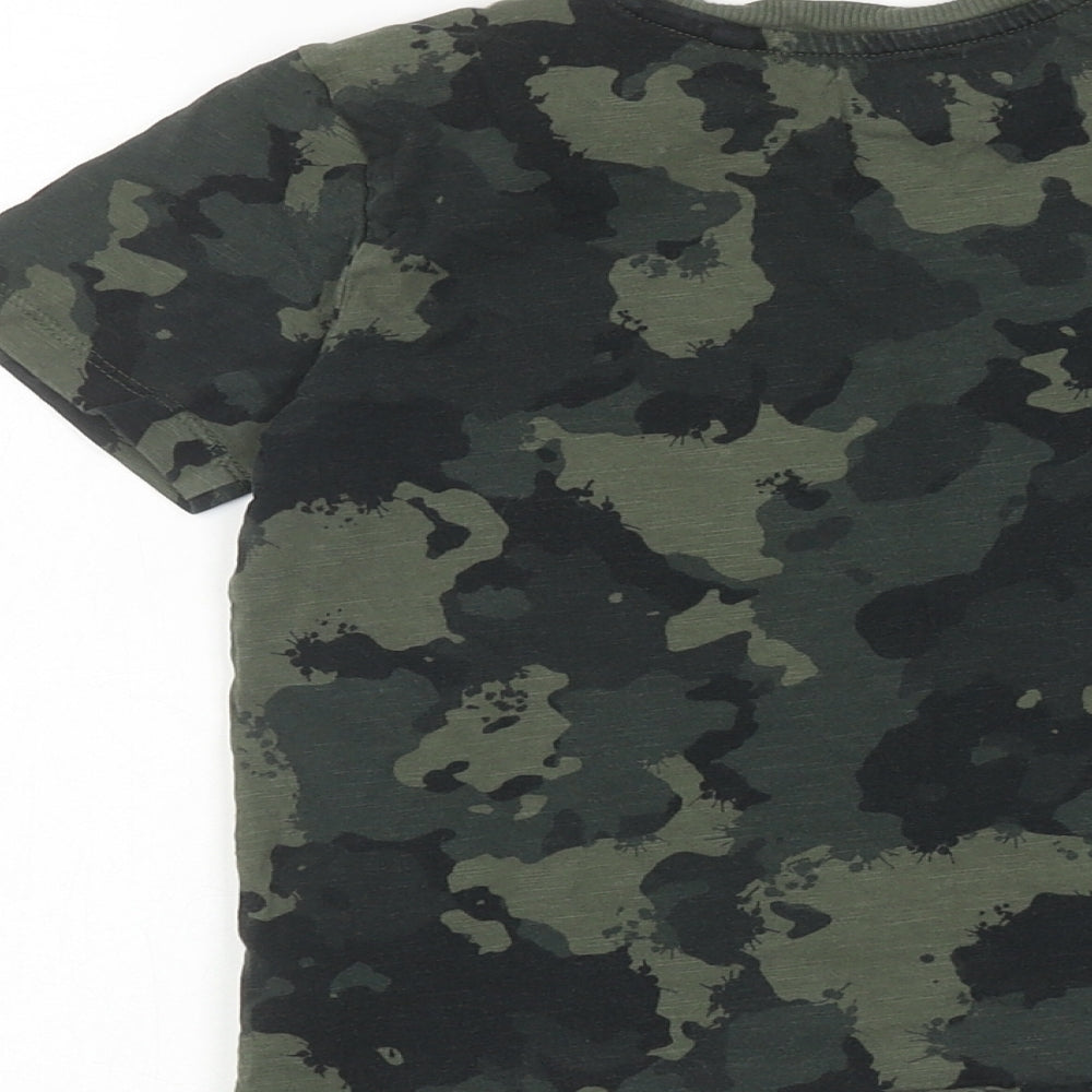 NEXT Boys Green Camouflage 100% Cotton Basic T-Shirt Size 5 Years Crew Neck Pullover - Dinosaur
