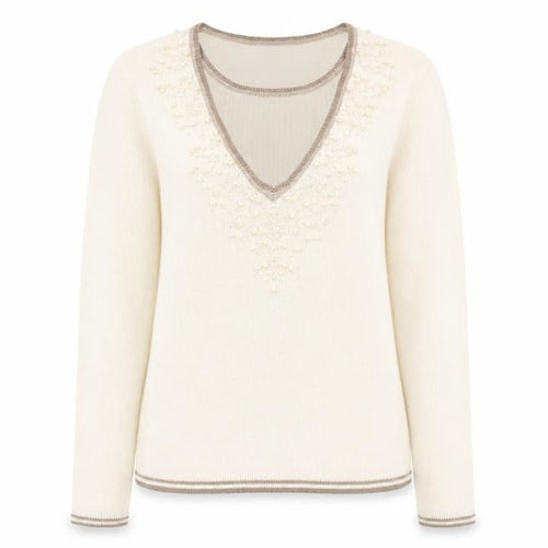 Damart Womens Ivory Round Neck Acrylic Pullover Jumper Size 10 - Size 10-12